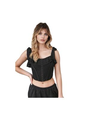 New with Tags Black Corset Tie Strap Top Size Large